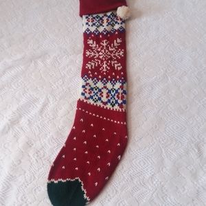Knit Christmas Stocking Burgundy Dark Green